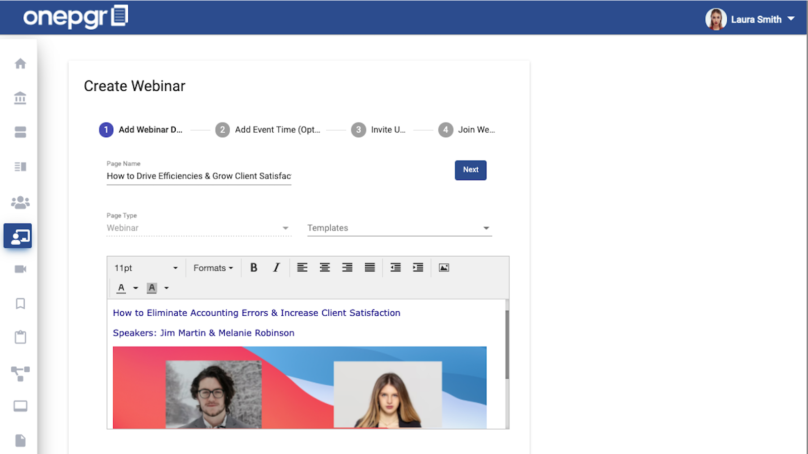Powerful editor allows you to to Personalize your Event
