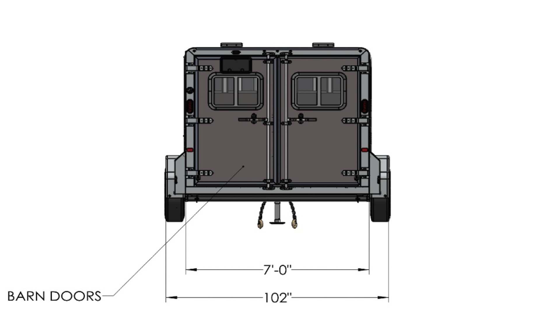 Stock LowPro Bumper Pull Series 7x12 Rear View