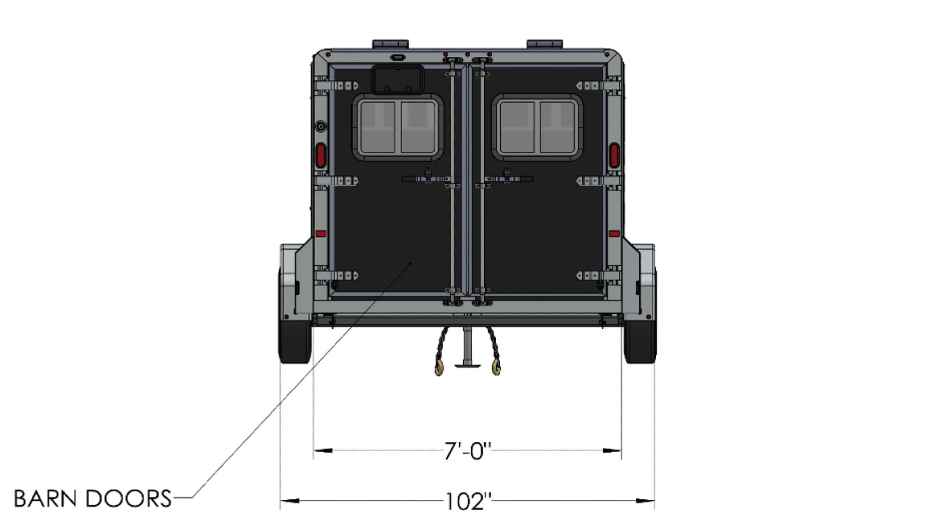 Stock LowPro Bumper Pull Series 7x14 Rear View