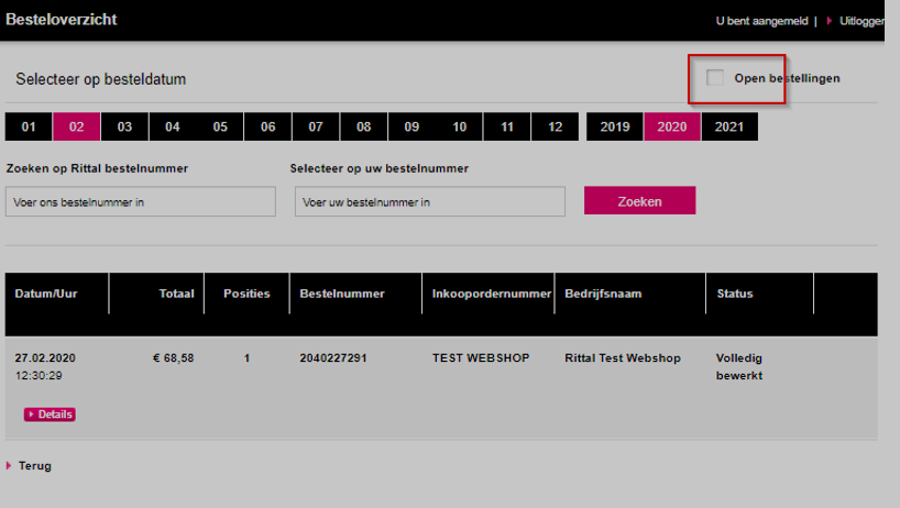 Rittal-webshop-besteloverzicht