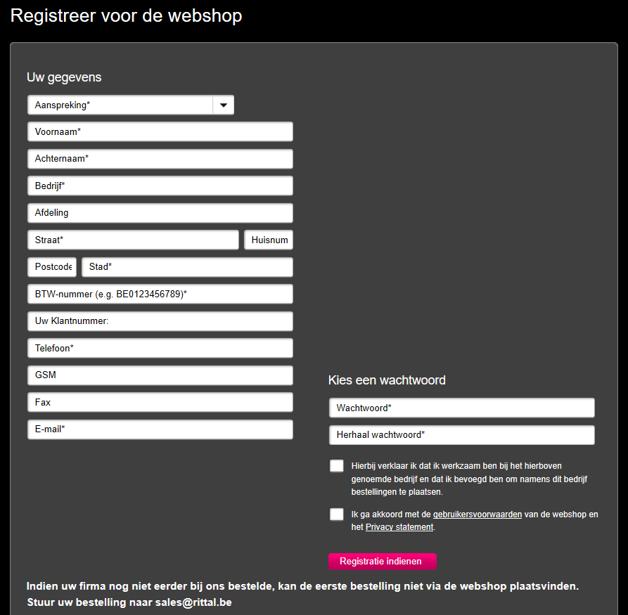 Rittal-webshop-registreren