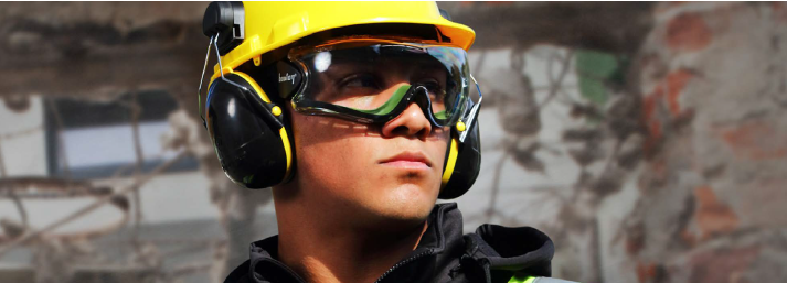 Construction Worker with Ear Muffs