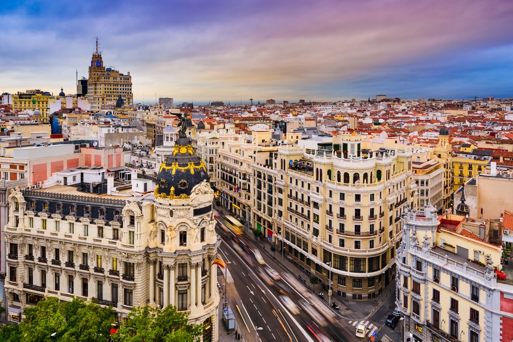 Madrid, Spain cityscape above Gran Via shopping street..jpeg
