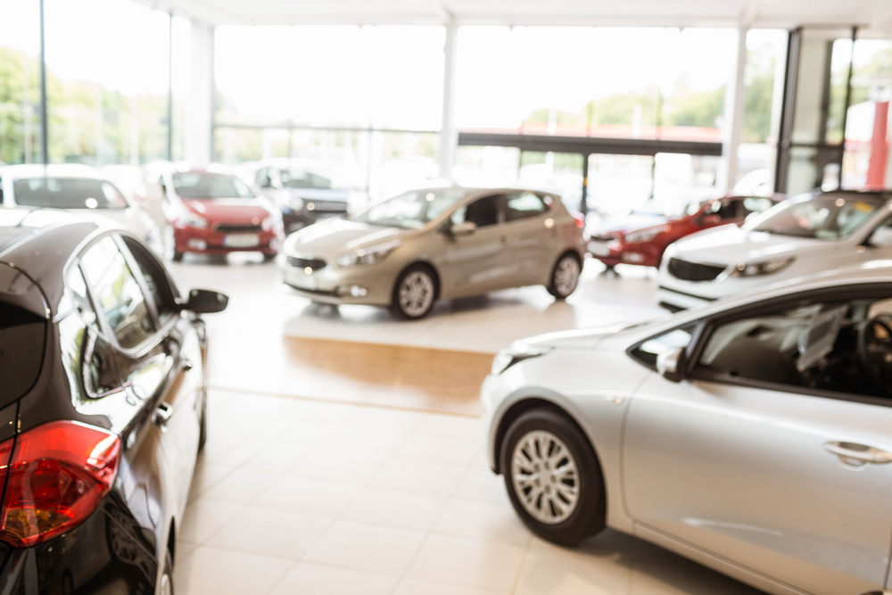 View of row new car at new car showroom