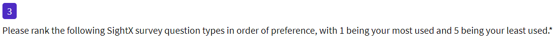 Image example  of SightX rank order question type 