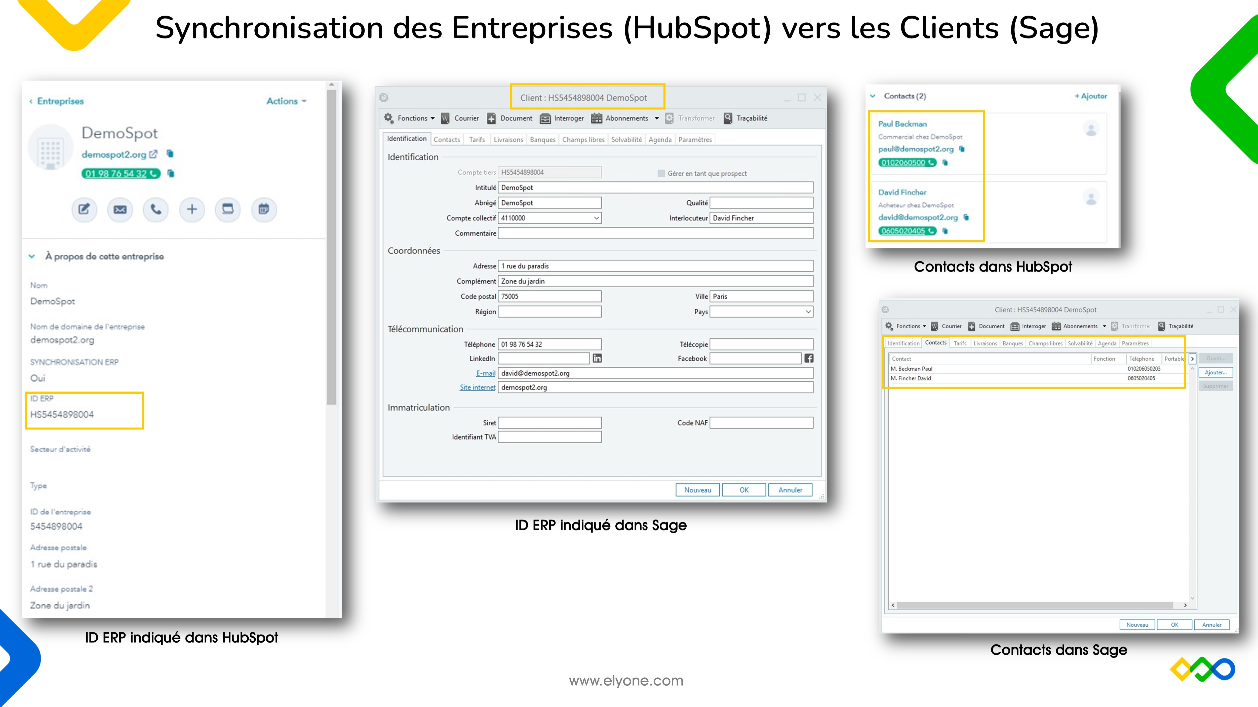 Synchronisation des Entreprises vers les Clients