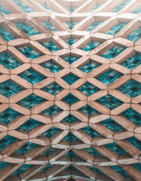 Arche en béton cuivre et vert