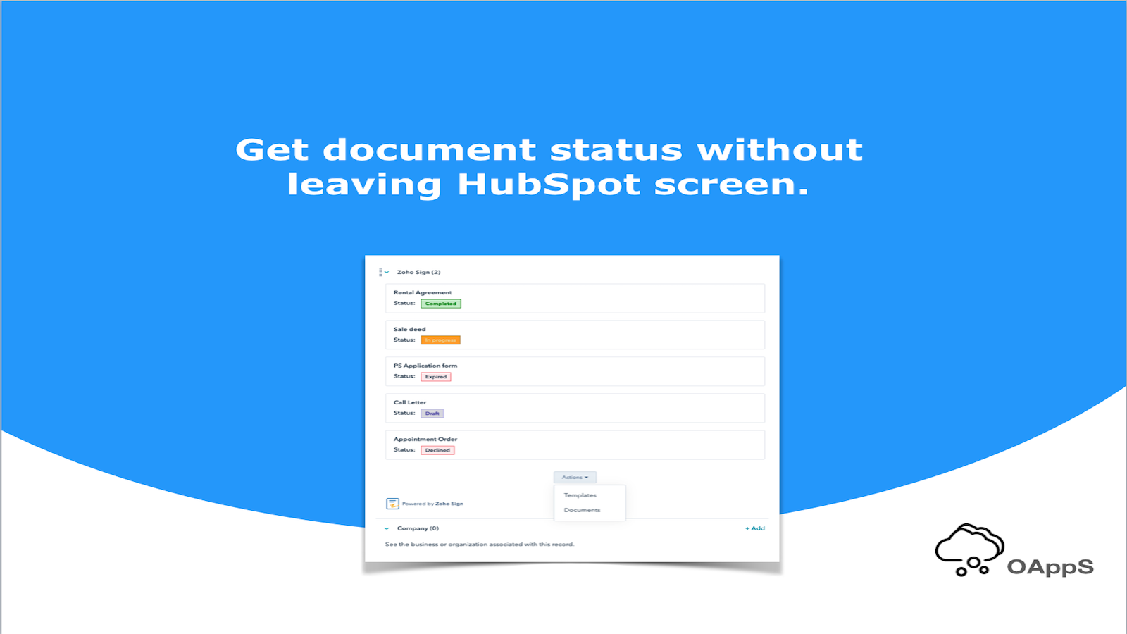 Check the document status within the HubSpot screen.